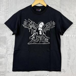 Y2K Eternal Dream Sooname Anime Angel Graphic Tee Black Size S Gothic Streetwear